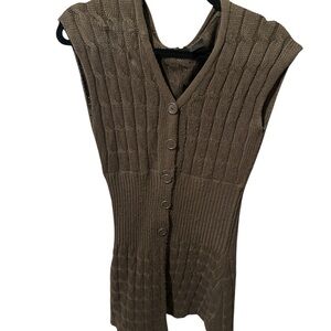Mandee Brown Cable Knit Sleeveless Sweater Vest